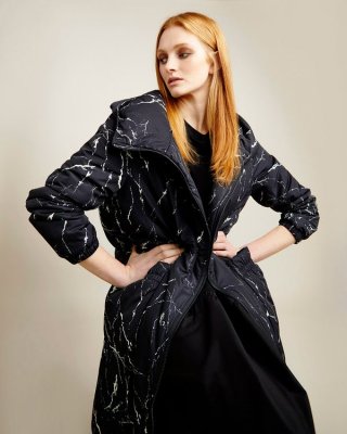 Carolyn Donnelly The Edit Marble Print Hooded Parka Carolyn Donnelly The Edit Marble Print Hooded Parka