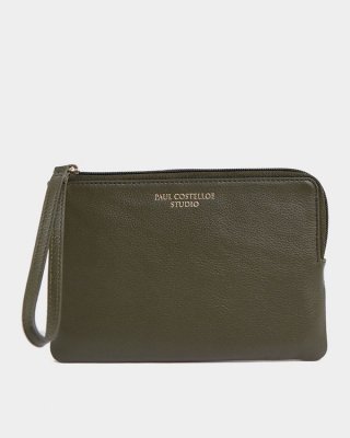 Paul Costelloe Living Studio Green Leather Wristlet Bag Paul Costelloe Living Studio Green Leather Wristlet Bag