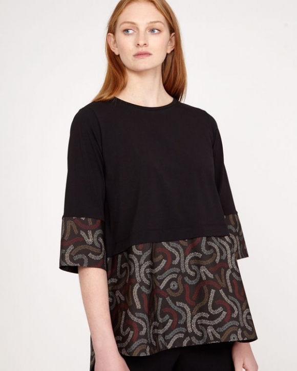 Carolyn Donnelly The Edit Squiggle Print Cotton Hem Top Carolyn Donnelly The Edit Squiggle Print Cotton Hem Top