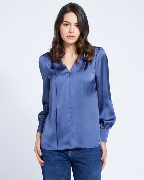 Paul Costelloe Living Studio Blue V-Placket Top Paul Costelloe Living Studio Blue V-Placket Top