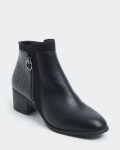 Wide Fit Croc Back Low Heel Boot Wide Fit Croc Back Low Heel Boot