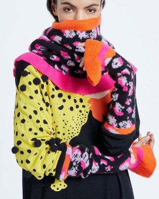 Joanne Hynes Leopard Clash Long Fingerless Gloves Joanne Hynes Leopard Clash Long Fingerless Gloves