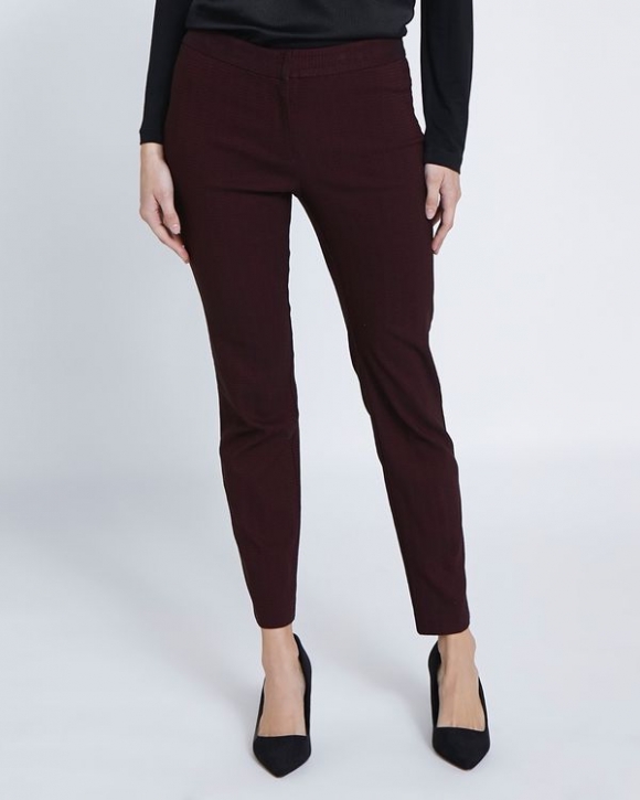 Burgundy Jacquard Slim Leg Trousers Burgundy Jacquard Slim Leg Trousers