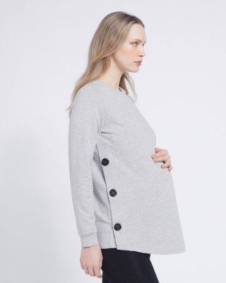 Savida Button Detail Maternity Sweatshirt Savida Button Detail Maternity Sweatshirt