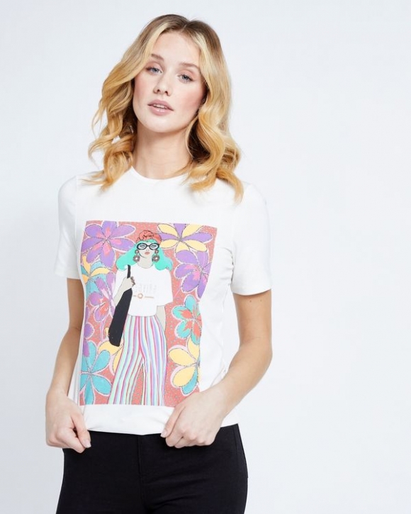Savida Graphic Girl Glitter T-Shirt Savida Graphic Girl Glitter T-Shirt
