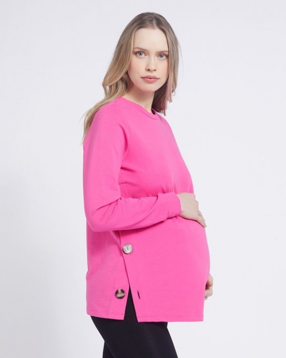 Savida Maternity Button Detail Sweatshirt Savida Maternity Button Detail Sweatshirt
