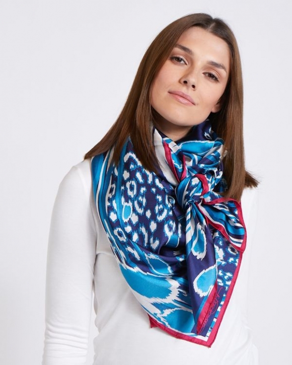 Paul Costelloe Living Studio Blue Abstract Silk Scarf Paul Costelloe Living Studio Blue Abstract Silk Scarf