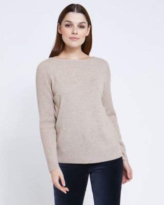 Paul Costelloe Living Studio Stone Boat Neck Rib Jumper Paul Costelloe Living Studio Stone Boat Neck Rib Jumper