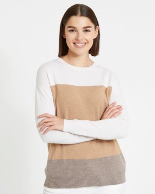 Paul Costelloe Living Studio Cashmere Colour Block Crew-Neck Sweater Paul Costelloe Living Studio Cashmere Colour Block Crew-Neck Sweater