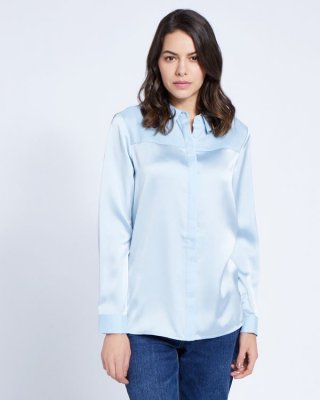 Paul Costelloe Living Studio Blue Collar Panel Blouse Paul Costelloe Living Studio Blue Collar Panel Blouse
