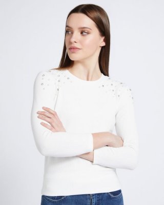 Savida Jewel And Pearl Ribbed T-Shirt Savida Jewel And Pearl Ribbed T-Shirt