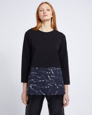 Carolyn Donnelly The Edit Marble Print Cotton Hem Top Carolyn Donnelly The Edit Marble Print Cotton Hem Top