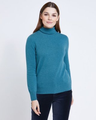 Paul Costelloe Living Studio Green Cashmere Polo Neck Jumper Paul Costelloe Living Studio Green Cashmere Polo Neck Jumper