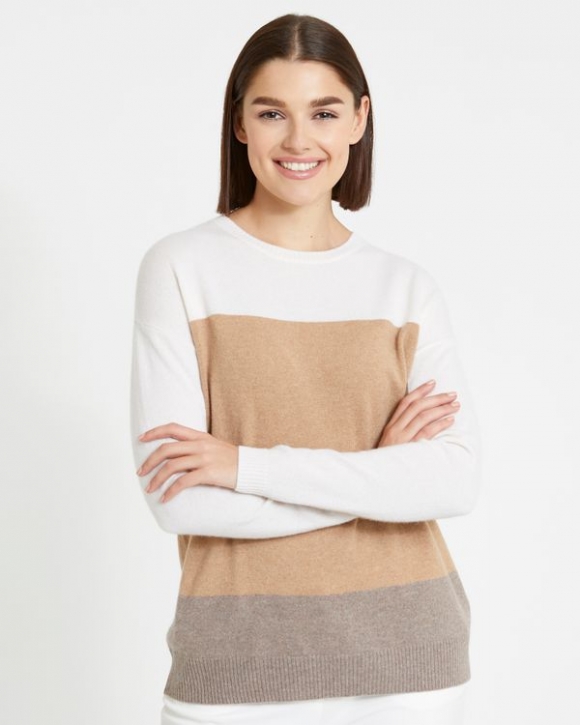 Paul Costelloe Living Studio Cashmere Colour Block Crew-Neck Sweater Paul Costelloe Living Studio Cashmere Colour Block Crew-Neck Sweater