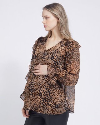 Savida Maternity V-Neck Ruffle Blouse Savida Maternity V-Neck Ruffle Blouse