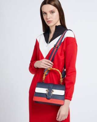 Savida Stripe Bamboo Handle Bag Savida Stripe Bamboo Handle Bag