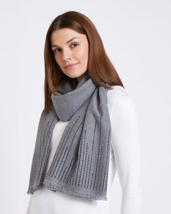 Paul Costelloe Living Studio Grey Studded Scarf Paul Costelloe Living Studio Grey Studded Scarf