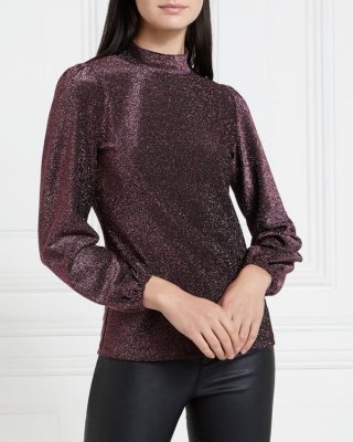 Gallery Mistletoe Lurex Hi Neck Top Gallery Mistletoe Lurex Hi Neck Top