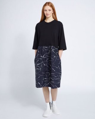 Carolyn Donnelly The Edit Marble Print Elastic Waist Dress Carolyn Donnelly The Edit Marble Print Elastic Waist Dress