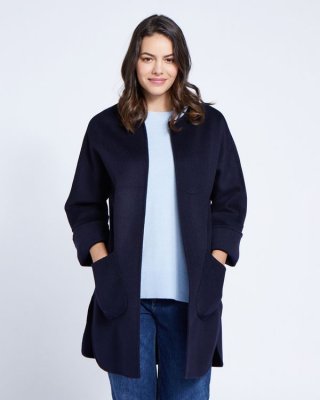 Paul Costelloe Living Studio Navy Curved Hem Coat Paul Costelloe Living Studio Navy Curved Hem Coat