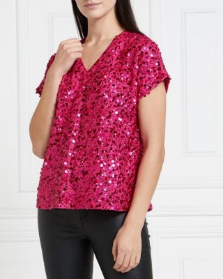 Gallery Mistletoe Short-Sleeved Sequin Top Gallery Mistletoe Short-Sleeved Sequin Top