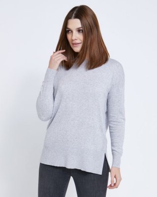 Paul Costelloe Living Studio Light Grey Rib Side Panel Jumper Paul Costelloe Living Studio Light Grey Rib Side Panel Jumper