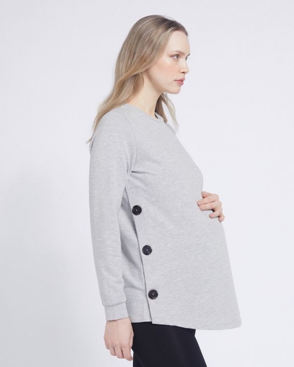 Savida Button Detail Maternity Sweatshirt Savida Button Detail Maternity Sweatshirt