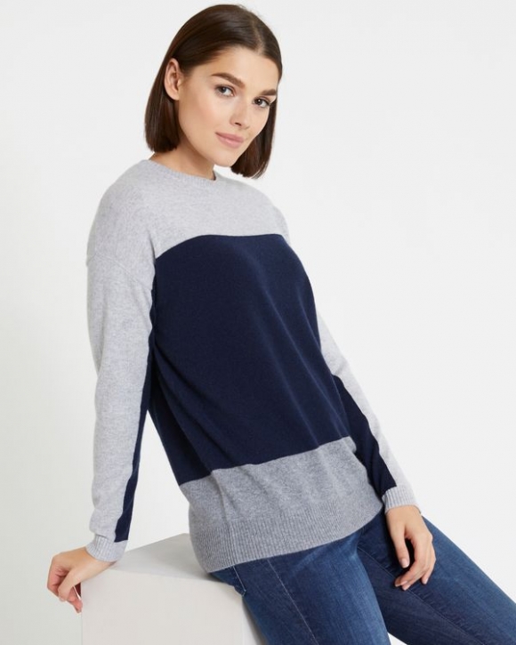 Paul Costelloe Living Studio Cashmere Colour Block Crew-Neck Sweater Paul Costelloe Living Studio Cashmere Colour Block Crew-Neck Sweater