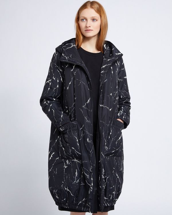Carolyn Donnelly The Edit Marble Print Hooded Parka