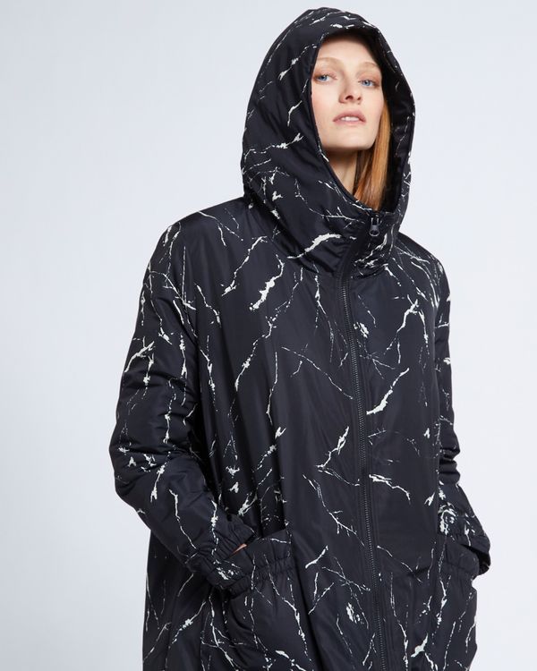 Carolyn Donnelly The Edit Marble Print Hooded Parka
