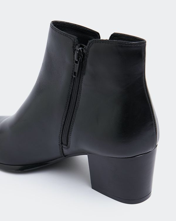 Leather Side Zip Ankle Boot
