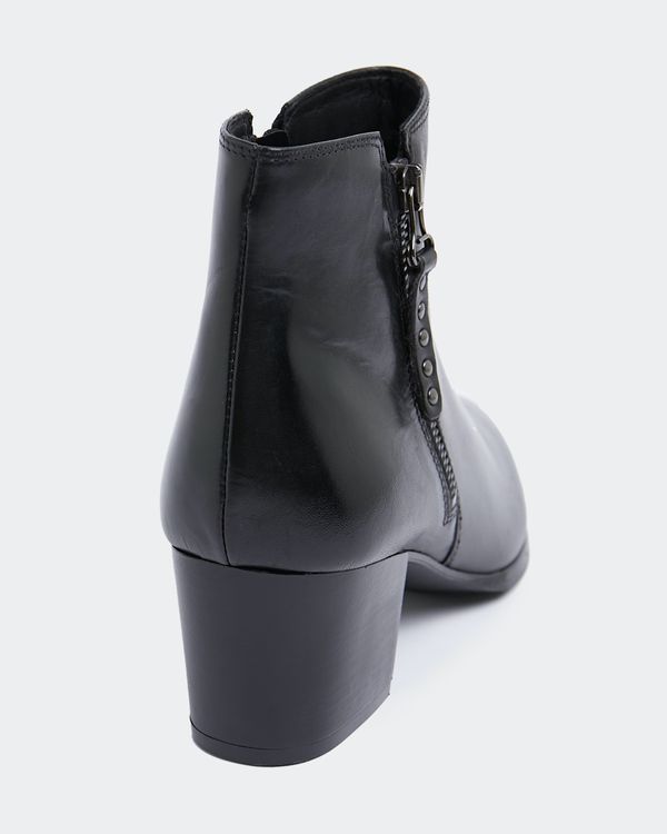 Leather Side Zip Ankle Boot