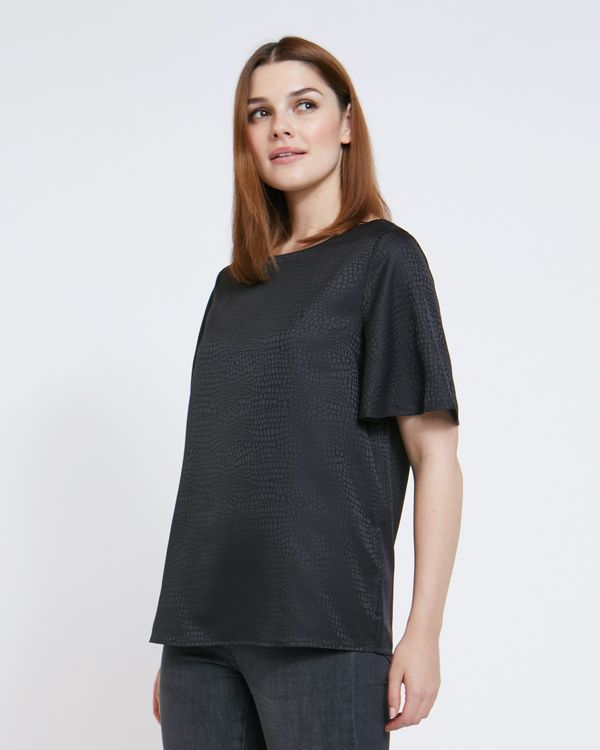 Paul Costelloe Living Studio Black Flute Sleeve Top