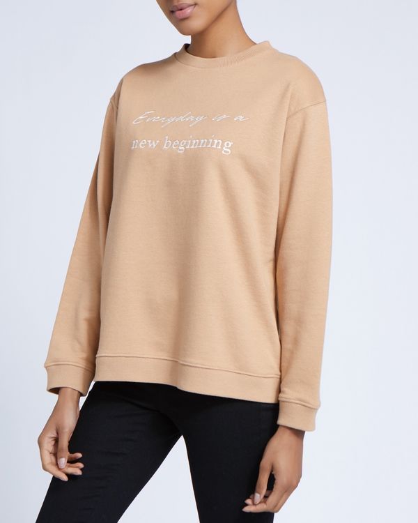 Embroidered Slogan Sweatshirt