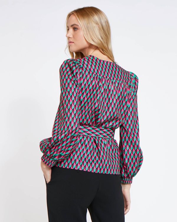 Lennon Courtney at Dunnes Stores Shimmer Harlequin Top