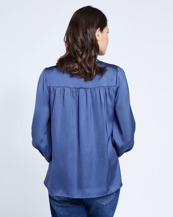 Paul Costelloe Living Studio Blue V-Placket Top