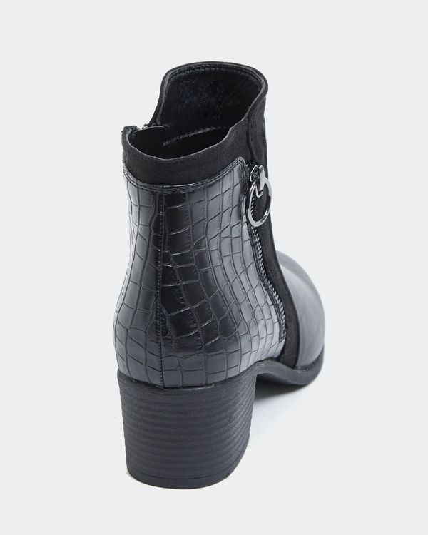 Wide Fit Croc Back Low Heel Boot