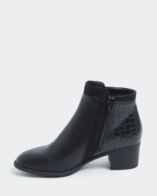Wide Fit Croc Back Low Heel Boot
