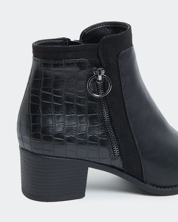Wide Fit Croc Back Low Heel Boot