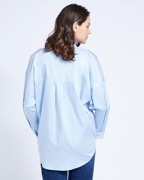 Paul Costelloe Living Studio Blue Curve Placket Blouse