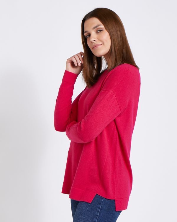 Paul Costelloe Living Studio Pink Split Hem Knit Jumper