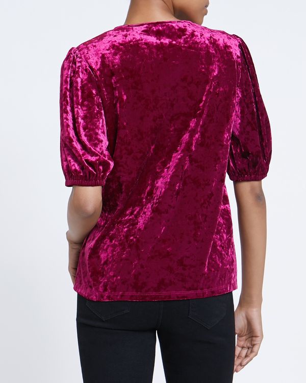 Velvet Puff Sleeve Top