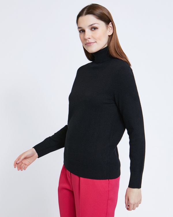 Paul Costelloe Living Studio Black Cashmere Polo Neck Jumper
