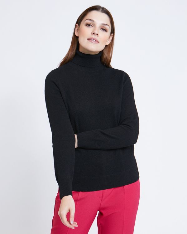 Paul Costelloe Living Studio Black Cashmere Polo Neck Jumper