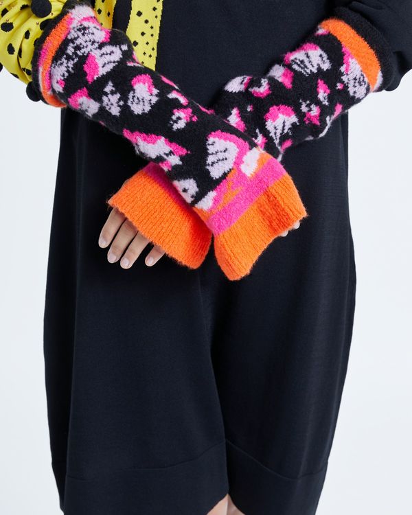 Joanne Hynes Leopard Clash Long Fingerless Gloves