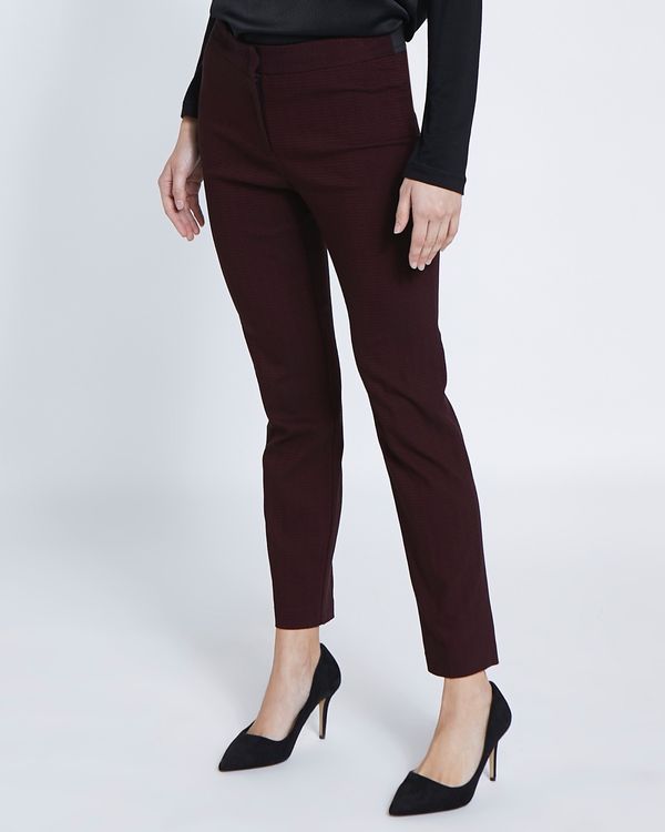 Burgundy Jacquard Slim Leg Trousers