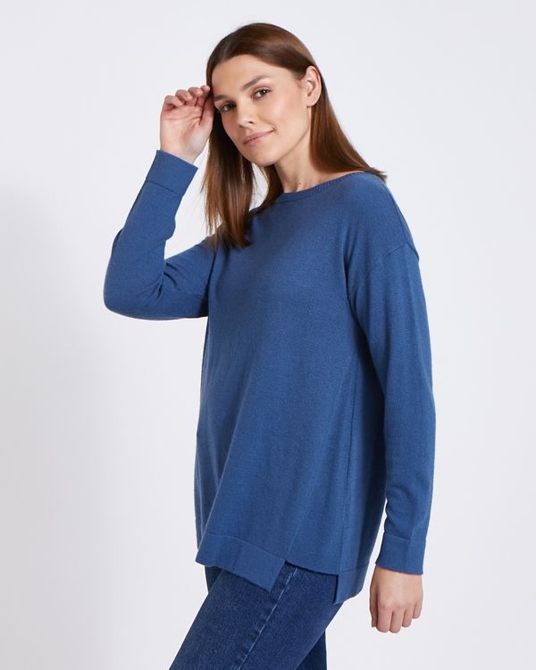 Paul Costelloe Living Studio Blue Split Hem Knit Jumper