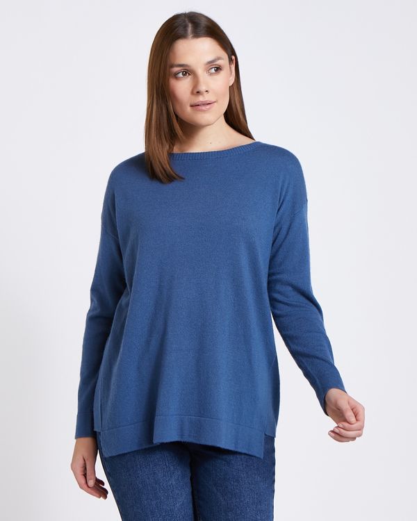Paul Costelloe Living Studio Blue Split Hem Knit Jumper