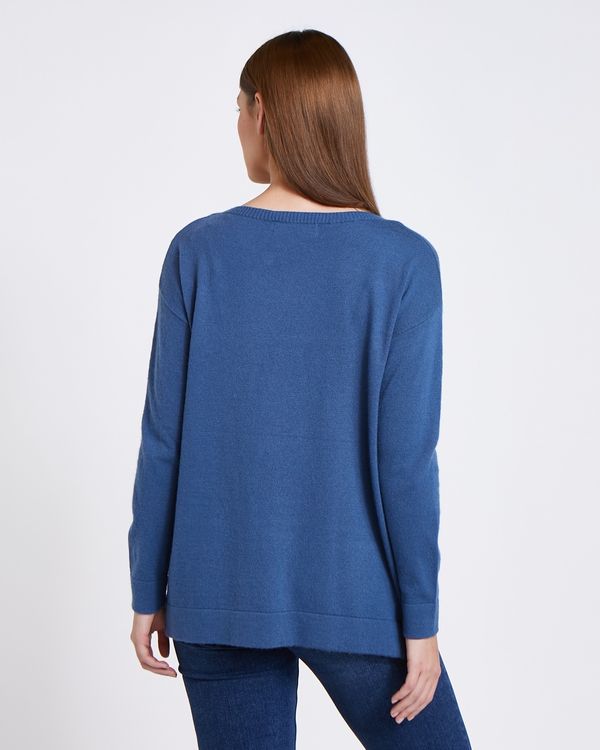 Paul Costelloe Living Studio Blue Split Hem Knit Jumper