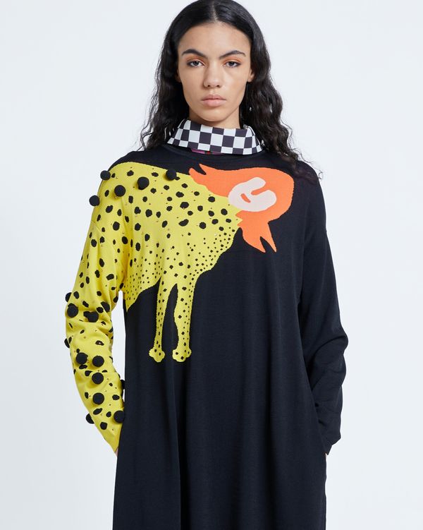 Joanne Hynes Its Tiger Lady Wrapped Around Me! Knit Sweater Dress
